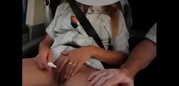  Horny Woman Masturbates While Driving